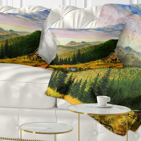 Designart Sunset in Mountains - Landscape Printed Throw Pillow - 12x20