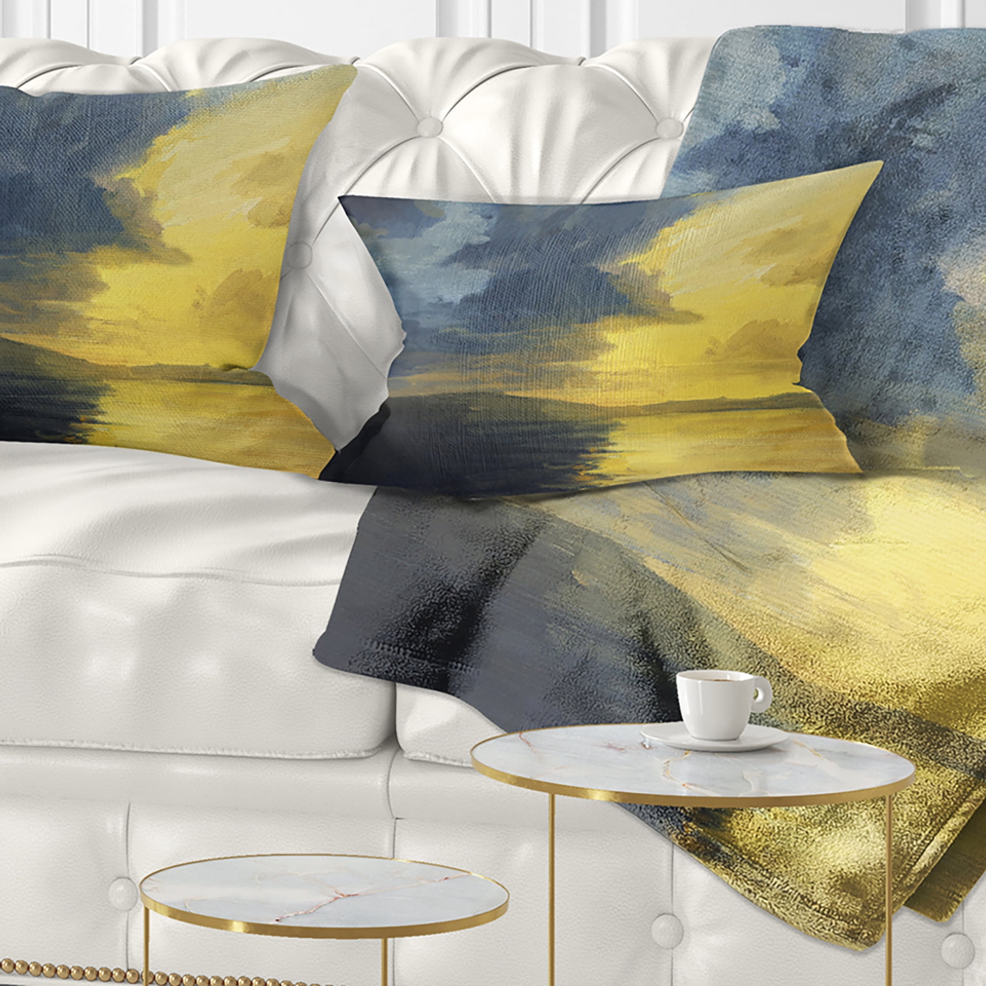 Designart Sunset of Light and Shadows - Landscape Painting Throw Pillow - 12x20