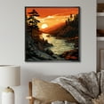 thumbnail image 1 of Designart "Sunset on 1000 Islands River, Canada I" Landscapes Framed Wall Art - Orange Canada Entryway Framed Wall Art, 1 of 6