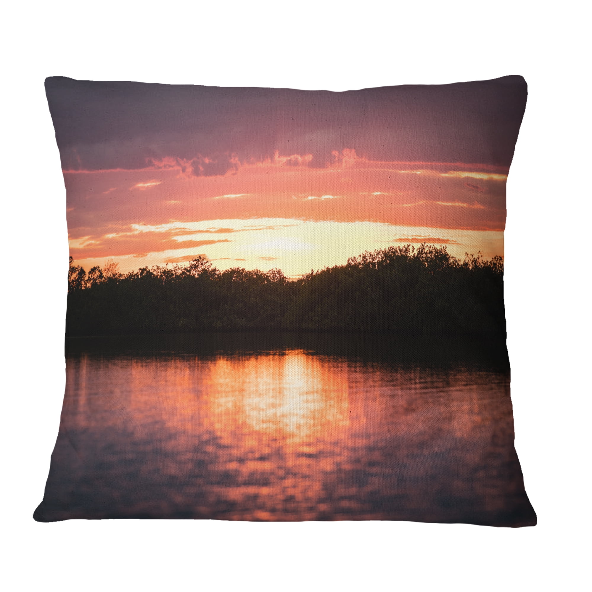 Designart Sunset on Tropical Lagoon - Landscape Printed Throw Pillow - 18x18