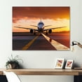 thumbnail image 1 of Designart "Sunset with Airplane II" Plane Metal Wall Decor, 1 of 5