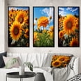 thumbnail image 1 of Designart "Sunshine Blooms Yellow and Green Sunflowers II" Floral & Botanical Framed Wall Art Set Of 3 - Yellow Flowers Frame Gallery Wall Set For Home Decor, 1 of 7