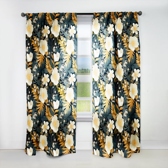 Designart "Sunshine Blossom Harmony" Tropical Room Darkening Curtain Single Panel