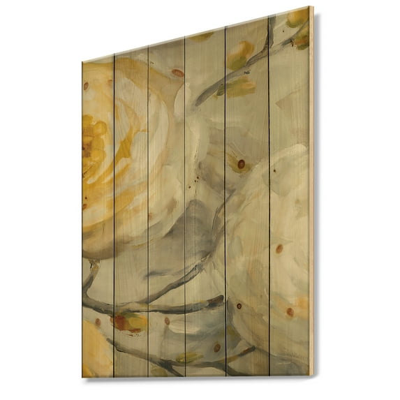 Designart 'Sunshine Yellow Flower II' Floral Print on Natural Pine Wood