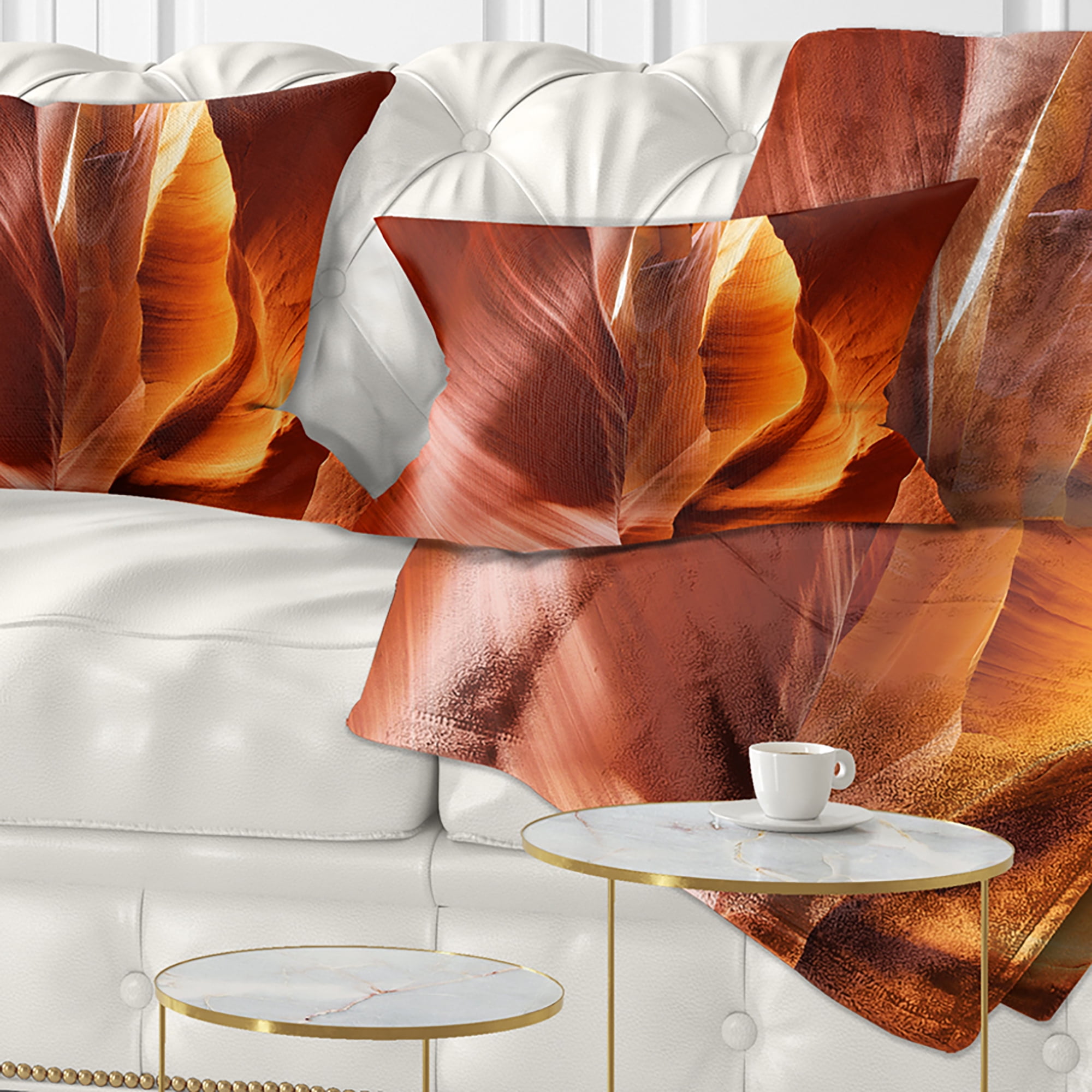Designart Sunshine in Antelope Canyon - Landscape Photo Throw Pillow - 12x20