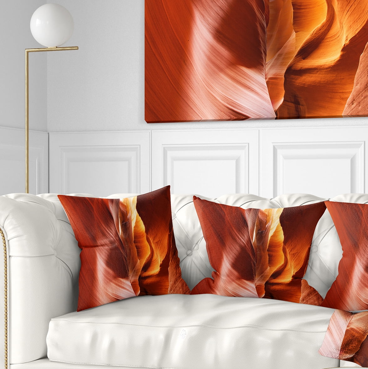 Designart Sunshine in Antelope Canyon - Landscape Photo Throw Pillow - 18x18