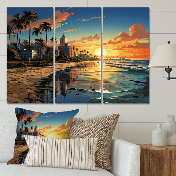 Designart "Sunshines State Miami Tropical Vibes I" Florida Wall Art Prints Set