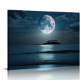 thumbnail image 1 of Designart ' Super Full Moon Over The Sea I ' Modern Canvas Wall Art Print, 1 of 6