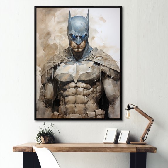 Designart "Superheroes Emerging From Darkness IV" Superheros Floater Framed Canvas Prints