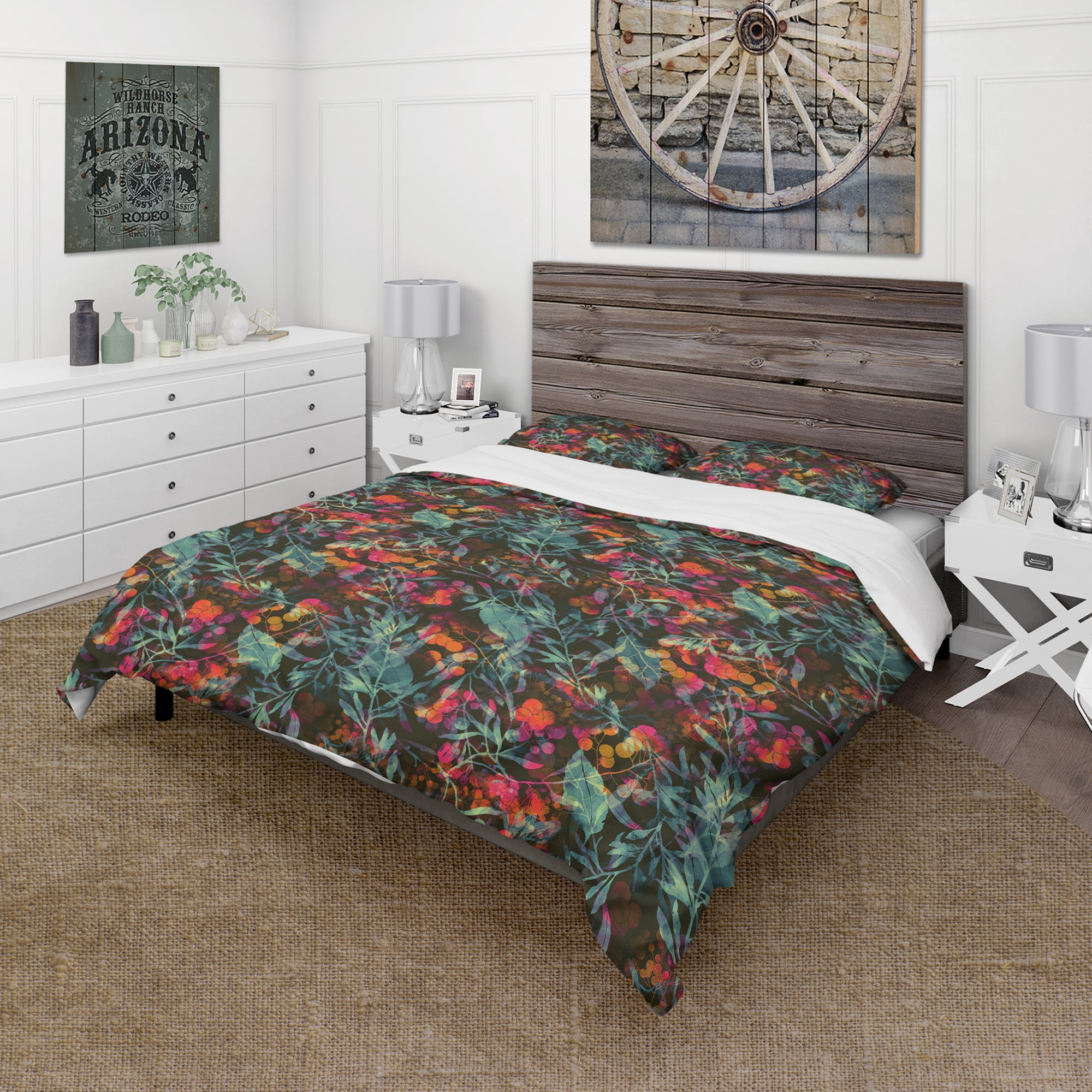 Designart 'Superimposed blend of Herbs Flowers Leaves and Berries' Abstract Duvet Cover Set