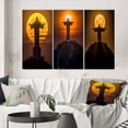 thumbnail image 1 of Designart "Supermoon Over Christ the Redeemer Rio's Icon II" Christianism Wall Art Set Of 3 - Traditional Yellow Gallery Set For Office Decor, 1 of 6