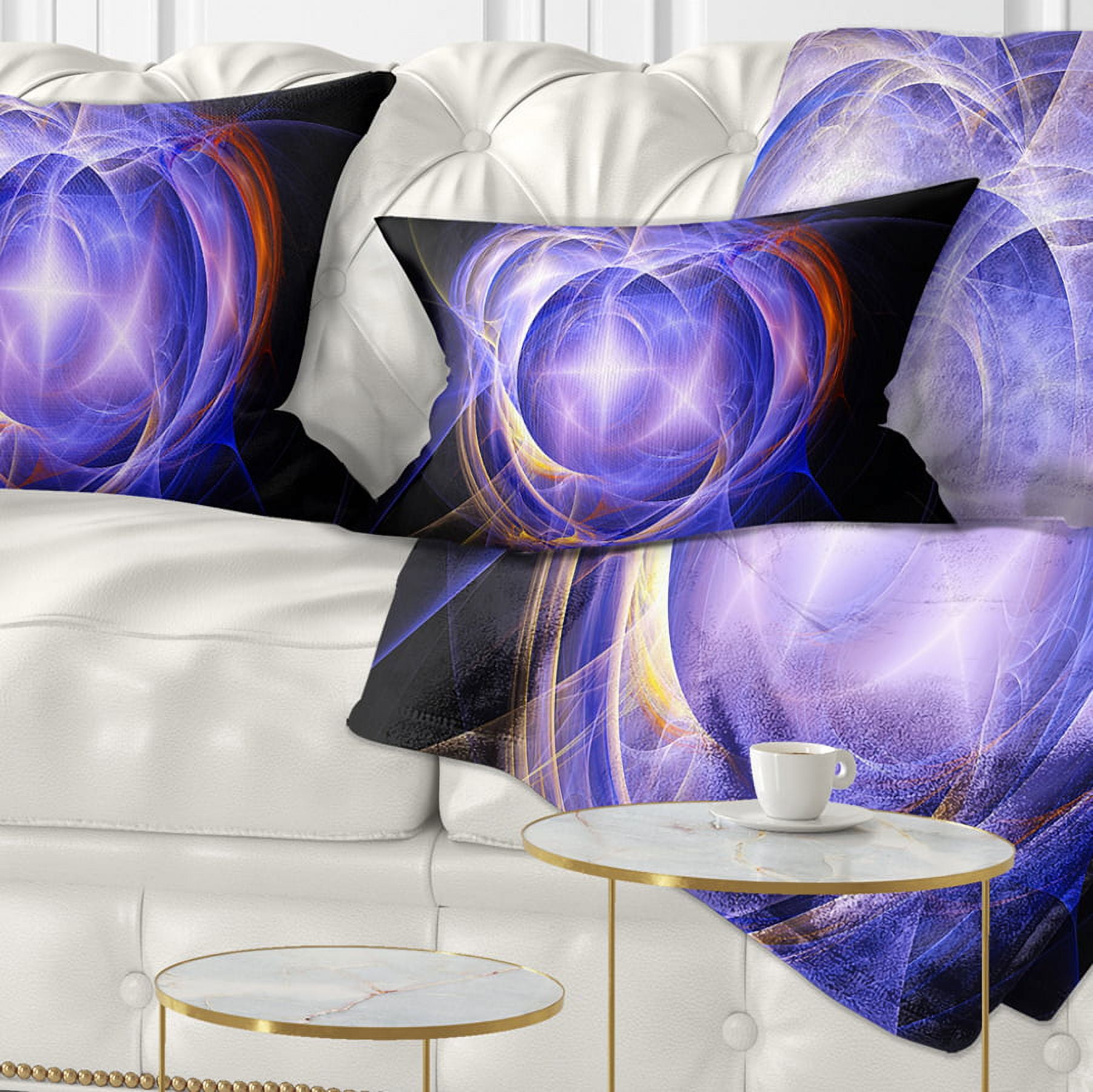 Designart Supernova Explosion Blue - Abstract Throw Pillow - 12x20