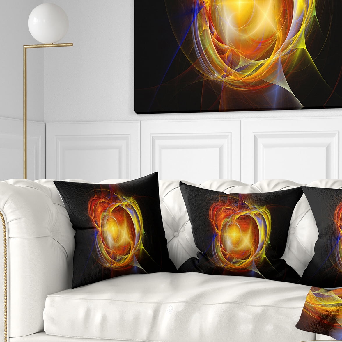 Designart Supernova Explosion in Black - Abstract Throw Pillow - 18x18
