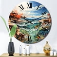 thumbnail image 1 of Designart "Surf and Turf at the Beach II" Beach Oversized Wall Clock, 1 of 5