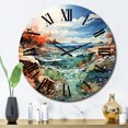 thumbnail image 1 of Designart "Surf and Turf at the Beach II" Beach Oversized Wall Clock, 1 of 1