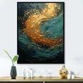 thumbnail image 1 of Designart "Surging In Golden Emerald II" Abstract Spirals Floater Framed Wall Art Living Room, 1 of 5
