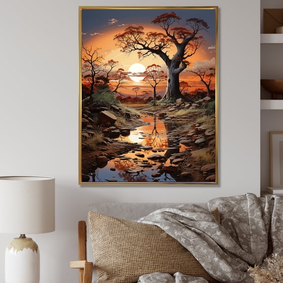 Designart "Surreal Baobab Dreamscape I" Tree Baobab Floater Framed Canvas Art Print