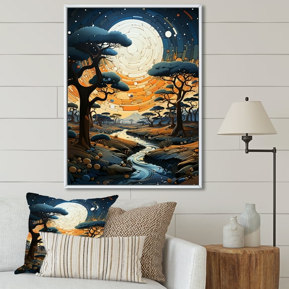 Designart "Surreal Baobab Dreamscape II" Tree Baobab Floater Framed Wall Art Prints