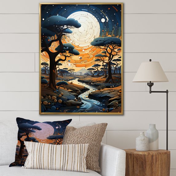 Designart "Surreal Baobab Dreamscape II" Tree Baobab Floater Framed Wall Art Prints