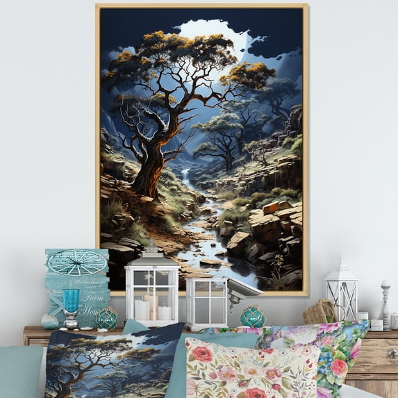 Designart "Surreal Baobab Dreamscape" Tree Baobab Floater Framed Wall Decor