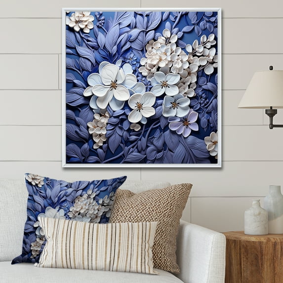 Designart "Surreal Beauty In Lilac Fragrance VI" Lilacs Floater Framed Wall Decor