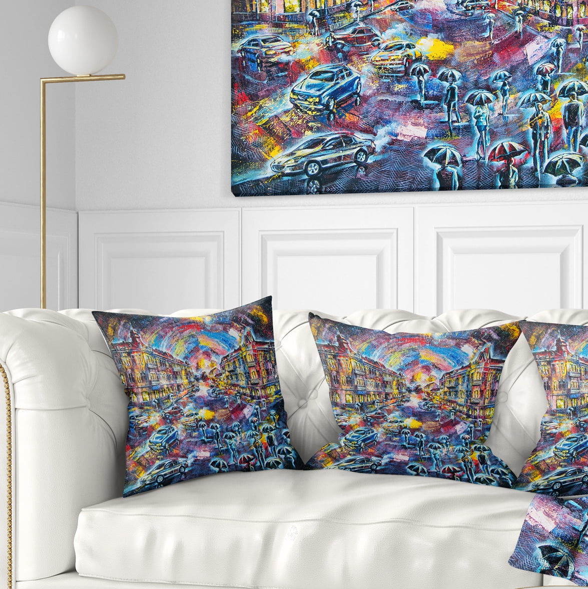 Designart Surreal City at Night - Cityscape Throw Pillow - 18x18