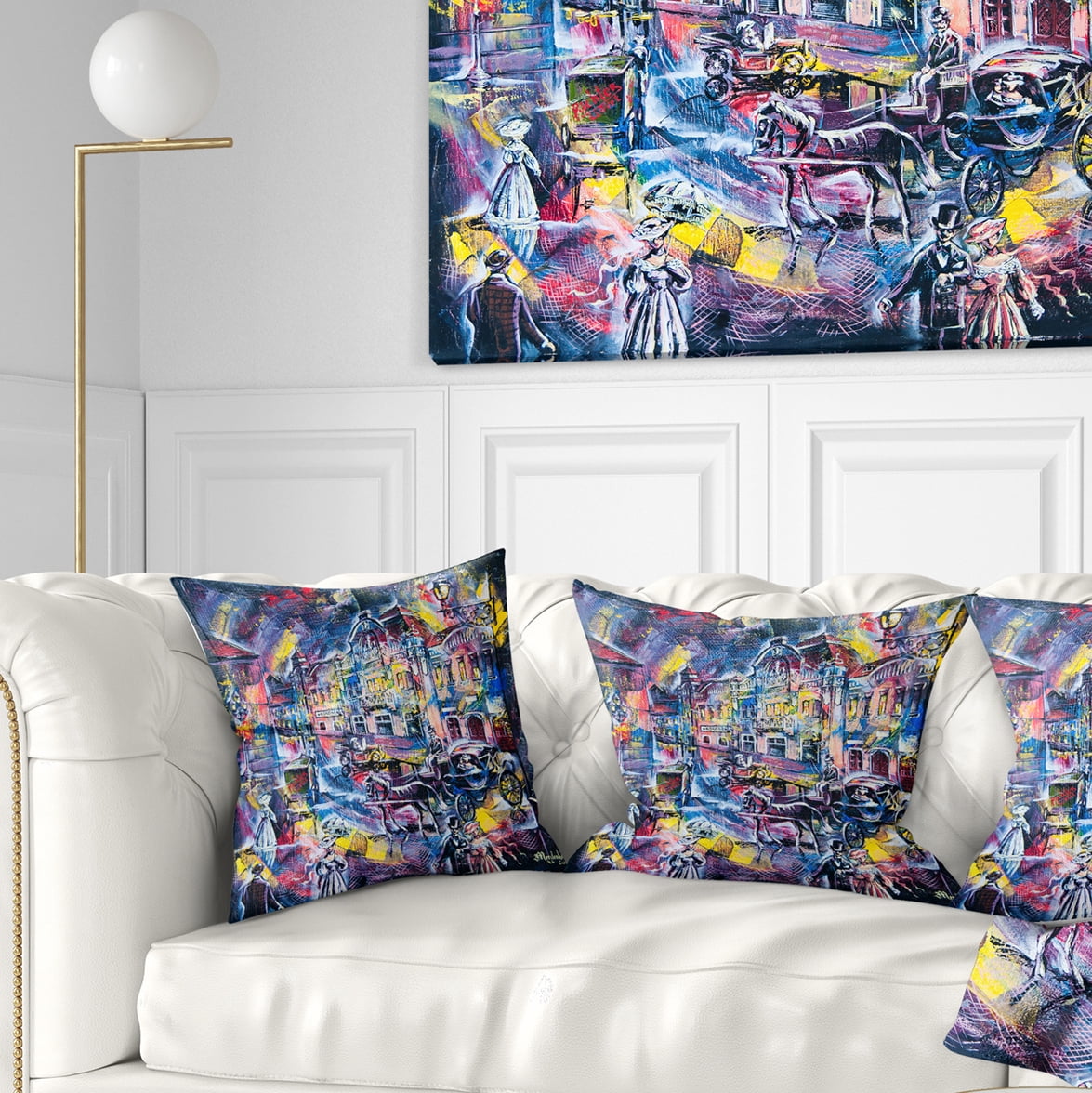 Designart Surreal City in Graphics - Abstract Throw Pillow - 16x16