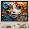 thumbnail image 1 of Designart "Surreal Collage Featuring A Woman In Blue And Red" Surrealism Floater Framed Canvas Prints, 1 of 1