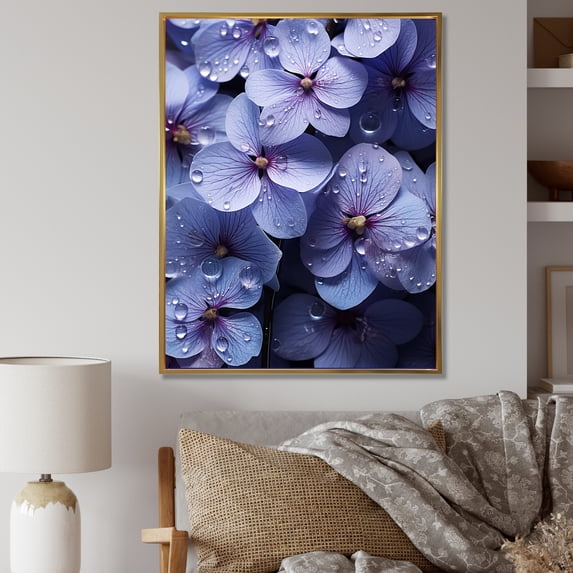 Designart "Surreal Enchantment In Violet Rain" Violets Floater Framed Canvas Wall Art