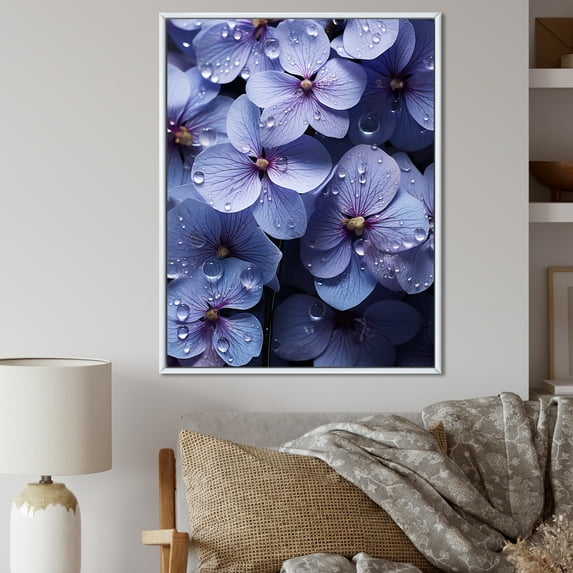 Designart "Surreal Enchantment In Violet Rain" Violets Floater Framed Canvas Wall Art