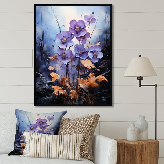 Designart "Surreal Landscape With Muted Violets" Violets Floater Framed Wall Art Prints