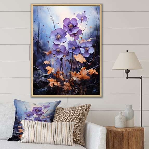 Designart "Surreal Landscape With Muted Violets" Violets Floater Framed Wall Art Prints