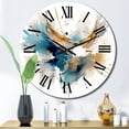 thumbnail image 1 of Designart "Surreal Melodies in Blue and Gold II" Abstract Oversized Wall Clock, 1 of 5