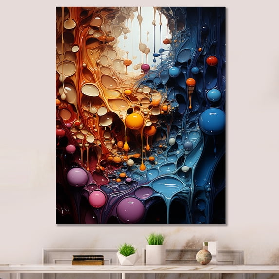 Designart "Surreal Multicolor Drips I" Drip Painting Canvas Wall Art