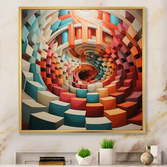 Designart "Surreal Op Art Spectrum Vibrant and Colorful IV" Abstract Floater Framed Canvas Wall Art