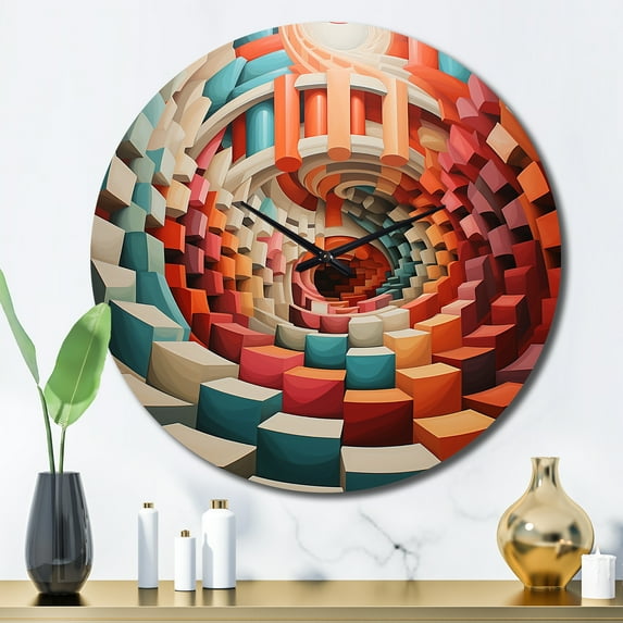 Designart "Surreal Op Art Spectrum Vibrant and Colorful IV" Abstract Oversized Wall Clock