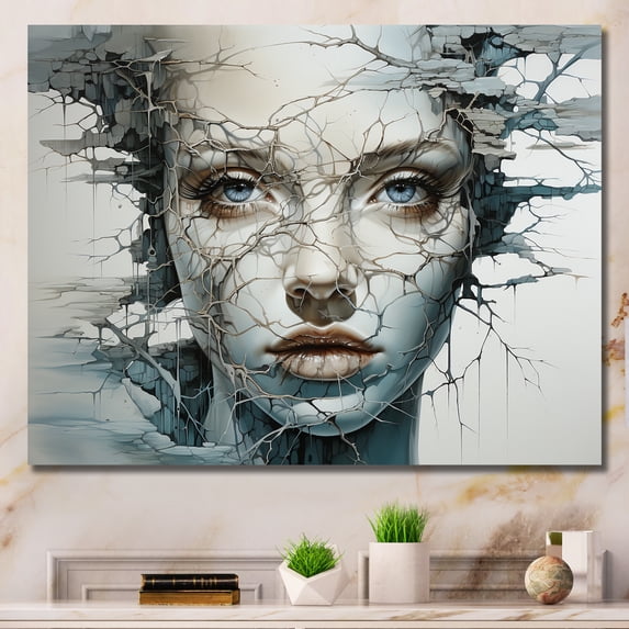 Designart "Surreal Reflections Of A Woman And Nature I" Surrealism Canvas Art Print