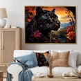 thumbnail image 1 of Designart "Surreal Sanctuary Black Orange Panther" Animals Floater Framed Canvas Print, 1 of 7