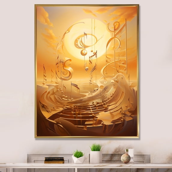 Designart "Surreal Serenade In The Solar Landscape I" Surrealism Floater Framed Canvas Art Print