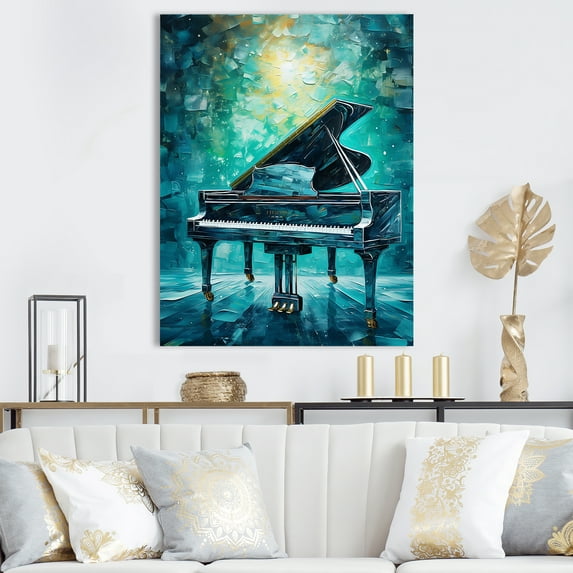 Designart "Surreal Sonata On The Blue Piano IV" Music Wall Art Living Room