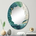 thumbnail image 1 of Designart "Surreal Spirals in Teal and Cream I" Abstract Spirals Round Wall Mirror - Modern Oval Printed Decorative Oversized Mirror - Multiple Color Options, 1 of 4