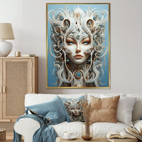 Designart "Surreal Woman Portrait In Mystic Desires" Surrealism Floater Framed Canvas Wall Art