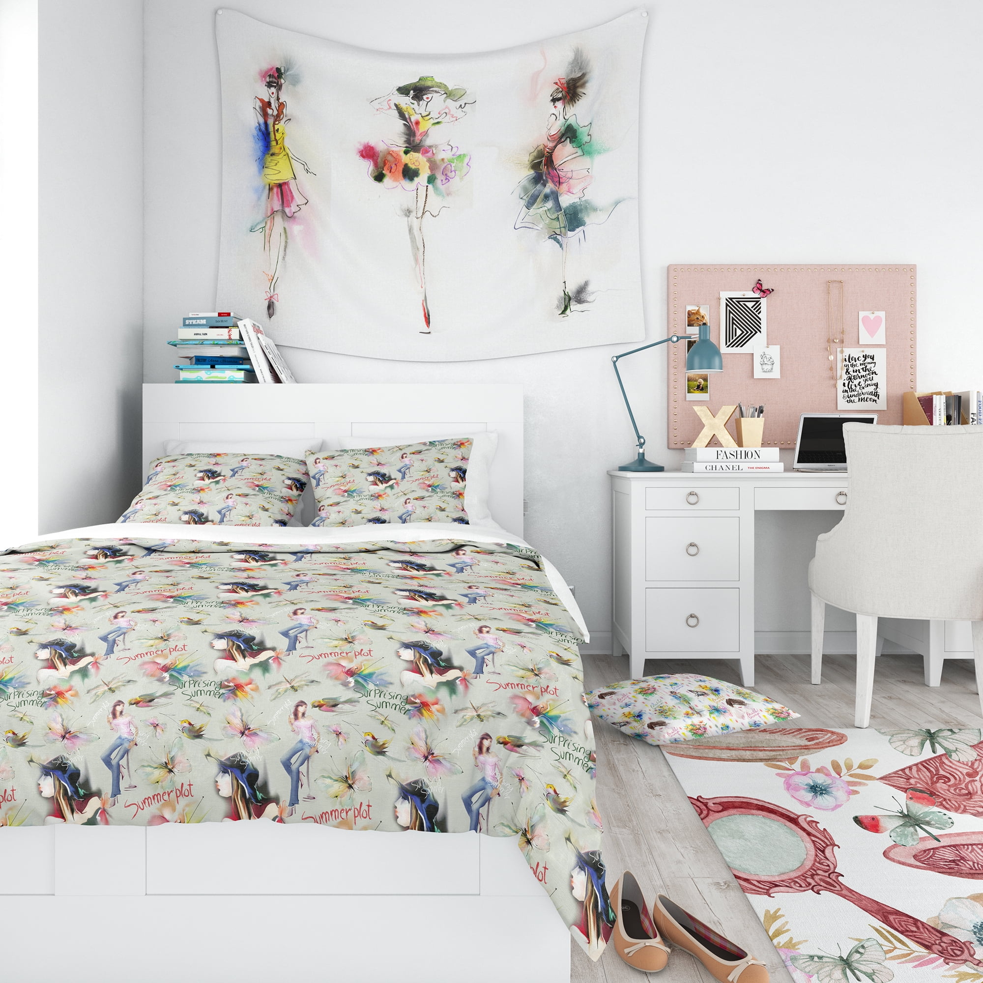 Designart 'Sweet Girl Summervibes' Casual Teen Duvet Cover Set