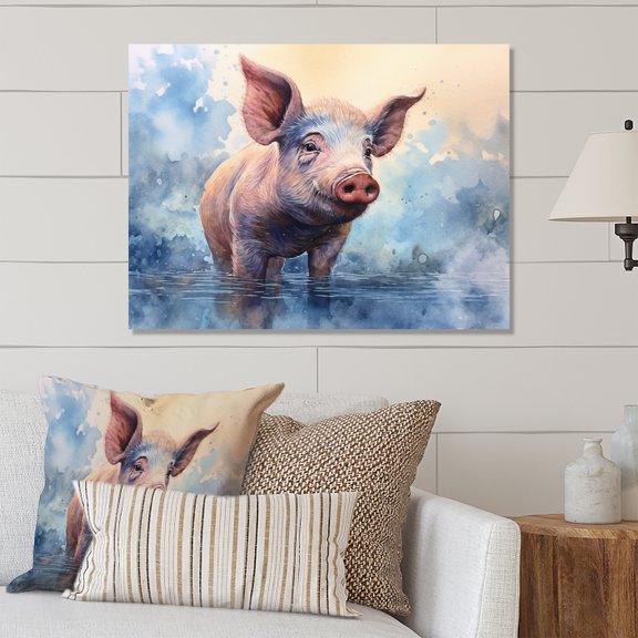 Designart "Sweet Piglette Endearing Innocence" Animals Metal Art Print