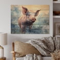 thumbnail image 1 of Designart "Sweet Piglette Endearing Innocence" Animals Print on Natural Pine Wood, 1 of 5