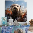 thumbnail image 1 of Designart "Swimming Otter Adventure" Animals Wall Art - Modern Blue Otter Bedroom Canvas Wall Art, 1 of 6