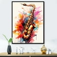 thumbnail image 1 of Designart "Swing Of Vibrant Saxophone I" Music Floater Framed Canvas Art Print, 1 of 5