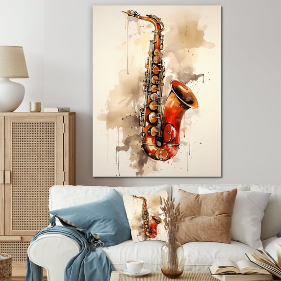 Designart "Swing Of Vibrant Saxophone" Music Wall Decor