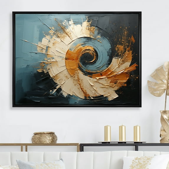 Designart "Swirl Vortex In The Desert Mirage I" Abstract Spirals Floater Framed Canvas Wall Art