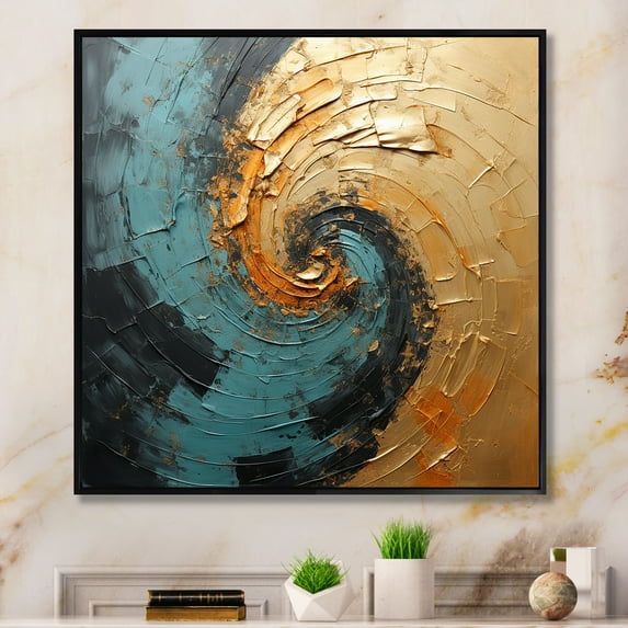 Designart "Swirl Vortex In The Desert Mirage IV" Abstract Spirals Floater Framed Canvas Art Print